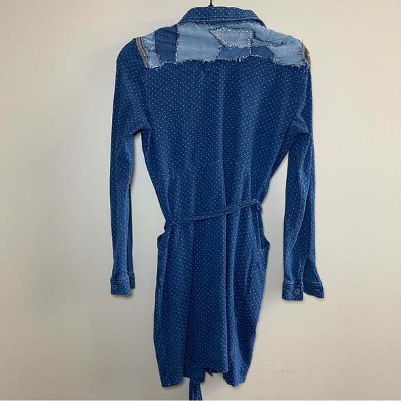 Boden Blue Long Sleeve Notched Collar Shirt Dress - Picture 6 of 14